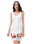 Peyi Kilti _White - Orange accent Sexy Dress