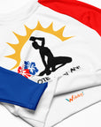 Long-(Blue & Red) sleeves crop top/ shirt - "Kote Lanbi An?"