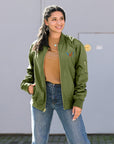 Olive - "Sa Linyon Ka Bay" Premium bomber jacket