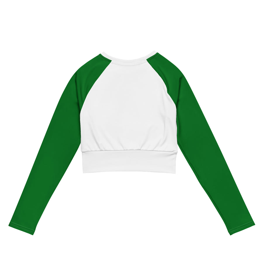 Long-(Green) sleeves crop top/ shirt - "Ayiti, Peyi Kilti"