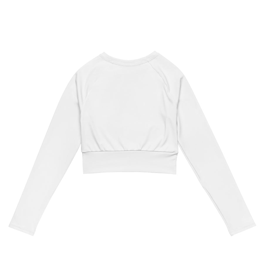 Long-(White) sleeves crop top/ shirt - "Ayiti, Peyi Kilti"