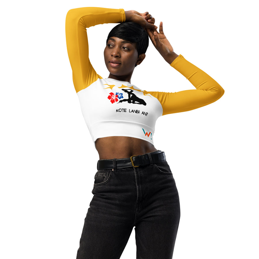 Long-(Yellow) sleeves crop top/ shirt - "Kote Lanbi An?"