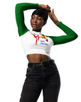Long-(Green) sleeves crop top/ shirt - "Ayiti, Peyi Kilti"