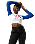 Long-(Blue) sleeves crop top/ shirt - "Ayiti, Peyi Kilti"