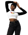 Long-(Black) sleeves crop top/ shirt - "Mwen Sonje Ayiti"