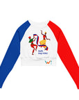 Long-(Blue & Red) sleeves crop top/ shirt - "Ayiti, Peyi Kilti"
