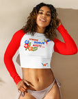 Long-(Red) sleeves crop top/ shirt - "Mwen Sonje Ayiti"