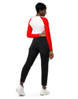 Long-(Red) sleeves crop top/ shirt - "Ayiti, Peyi Kilti"