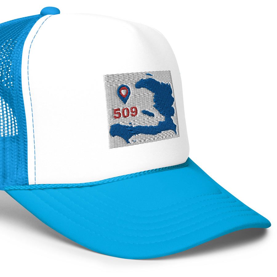 Haiti Blue Map foam hat
