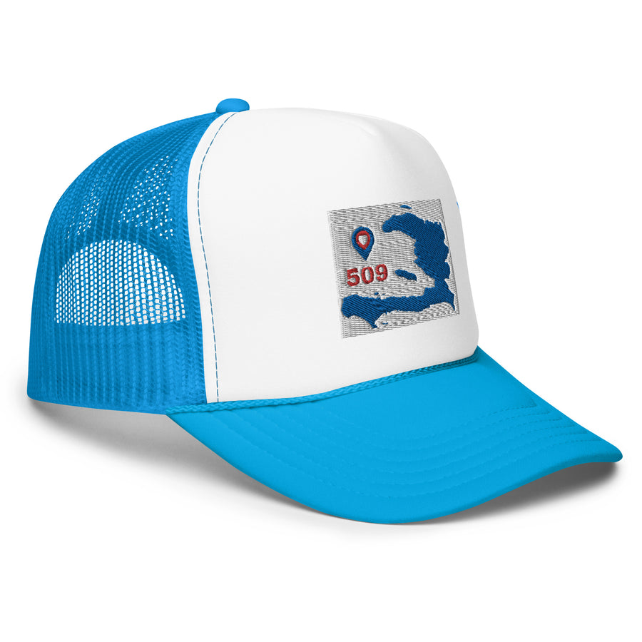 Haiti Blue Map foam hat