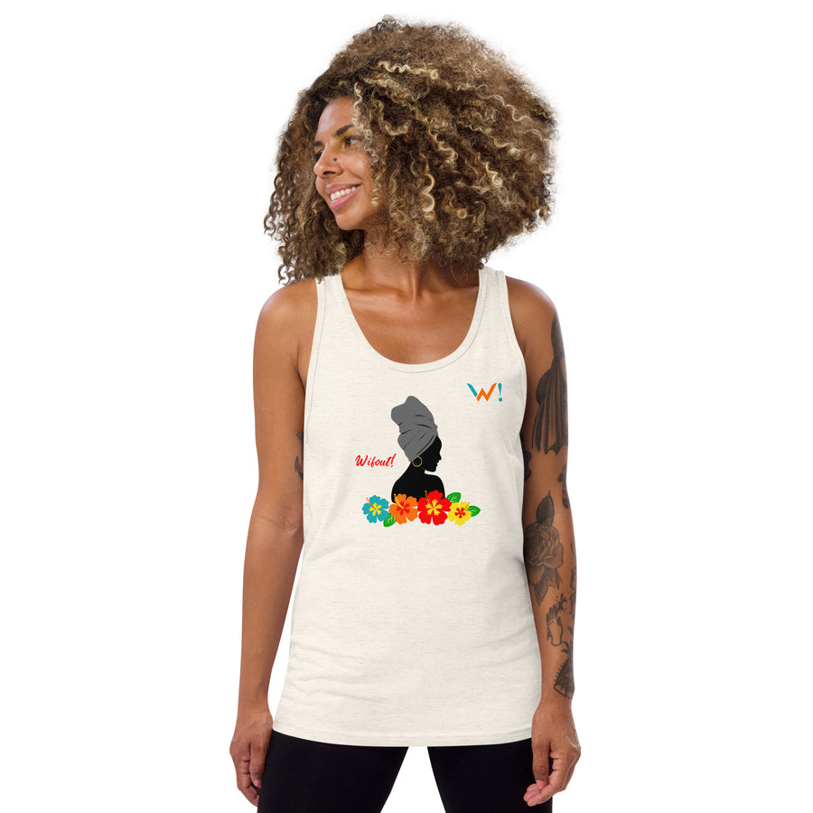 Gray accent: " Wifout!" - Unisex Tank Top