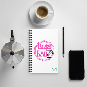 White: " Boss Lady " Wololoy! Spiral notebook