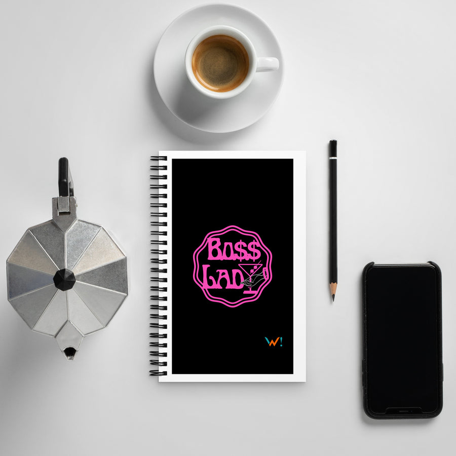 Black: " Boss Lady " Wololoy! Spiral notebook