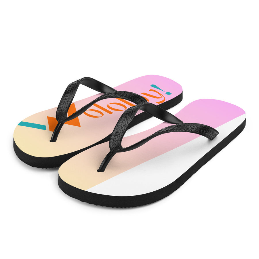 Pink-Yellow 2: " Wololoy! ' Flip-Flops / sandals