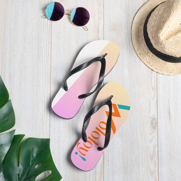 Pink-Yellow: " Wololoy! ' Flip-Flops / sandals