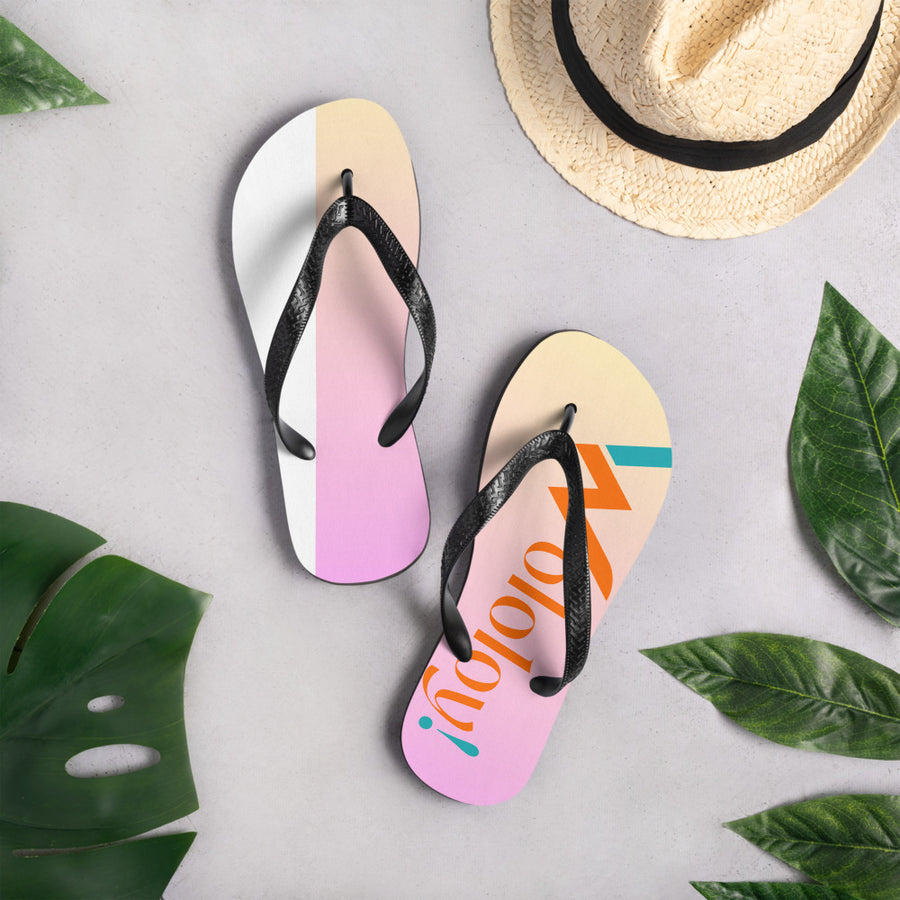 Pink-Yellow: " Wololoy! ' Flip-Flops / sandals
