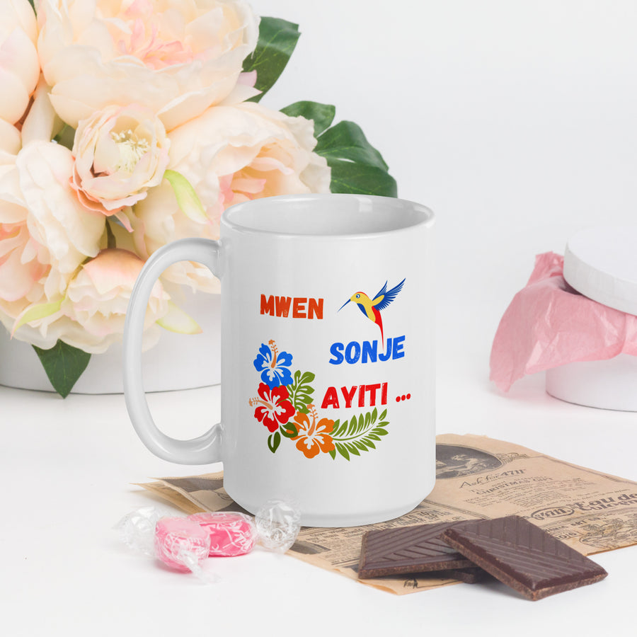 15 oz Mug: Mwen Sonje Ayiti!