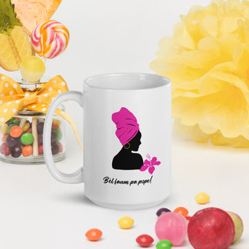 15 oz Mug: Bright Pink / Fuchsia _ Bèl Fanm Pa Pope!