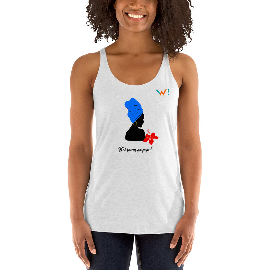 Blue and Red: " Bèl Fanm Pa Pope! " - Women's Tank Top